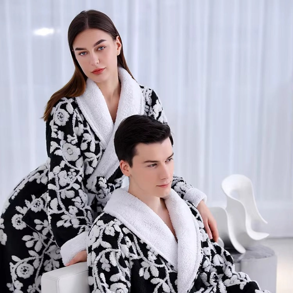 Bathrobe Double-Layer Jacquard Microfiber & Coral Fleece - Image 9