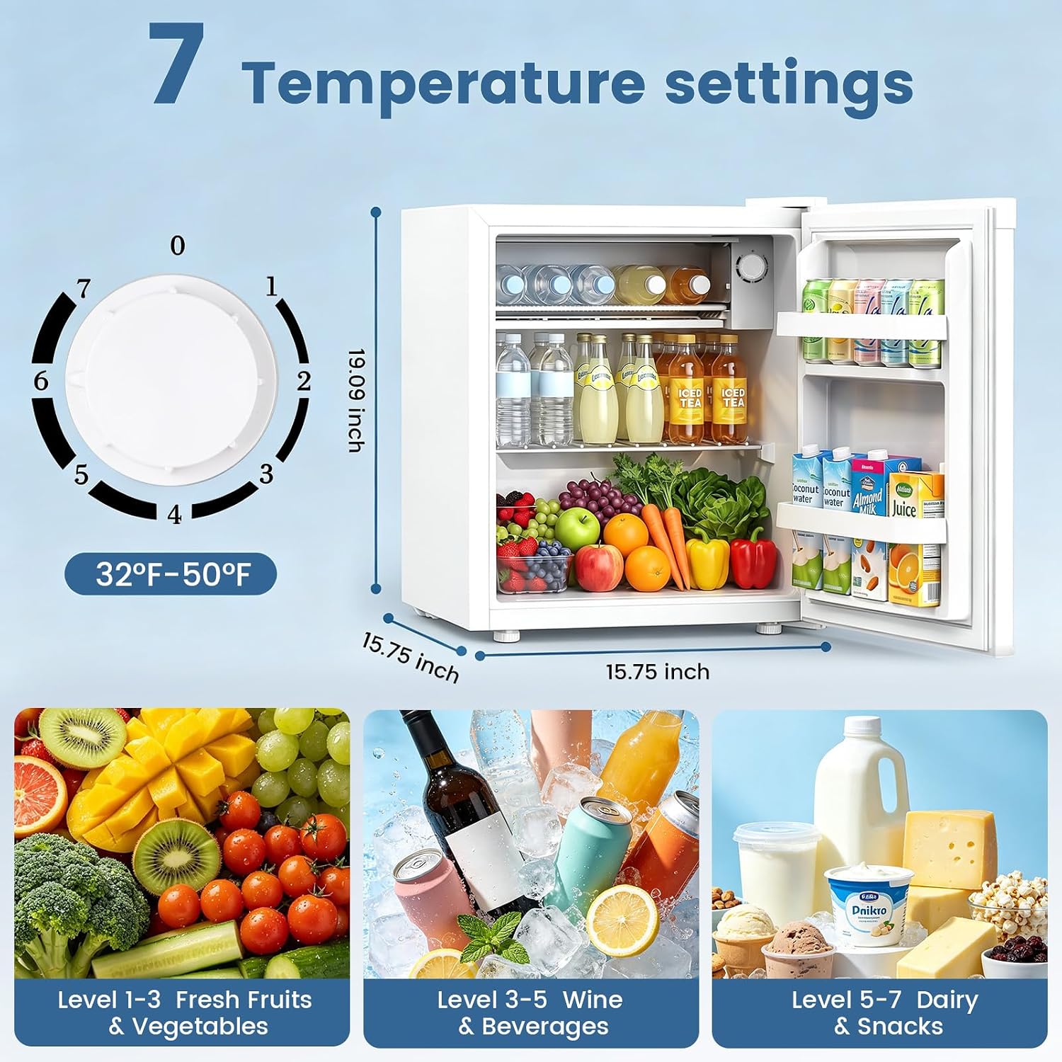 Kismile 1.3 Cu.Ft Mini Fridge, Single Door Compact Refrigerator RE5836 - Image 16