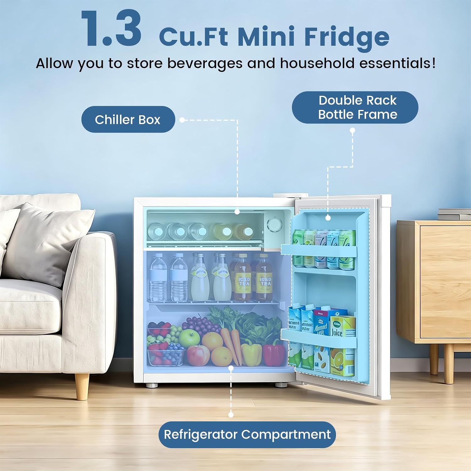 Kismile 1.3 Cu.Ft Mini Fridge, Single Door Compact Refrigerator RE5836 - Image 17