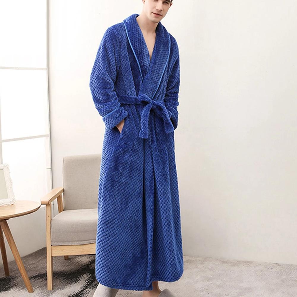 Bathrobe All-Season Soft Breathable Fleece Pockets & Belt - Image 9