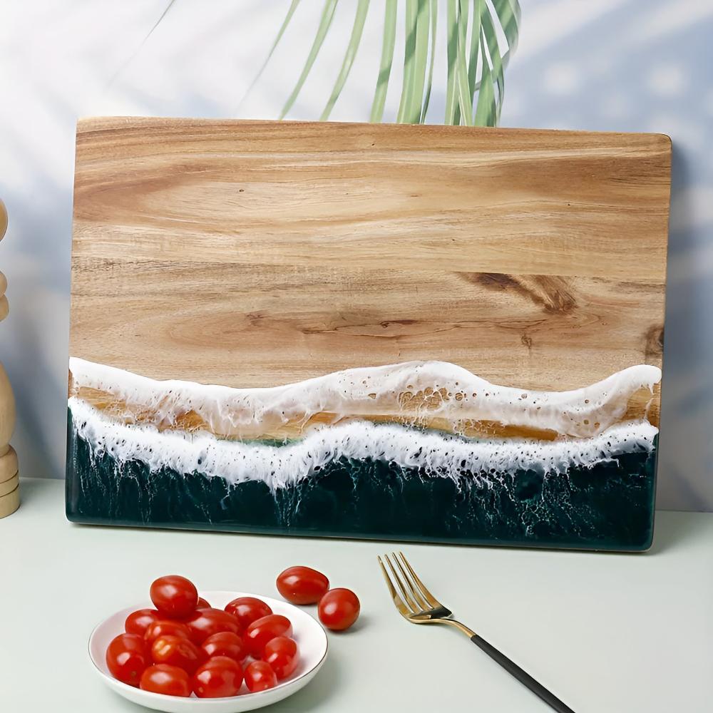Cutting Board Acacia Wood & Ocean Wave Resin - Image 5