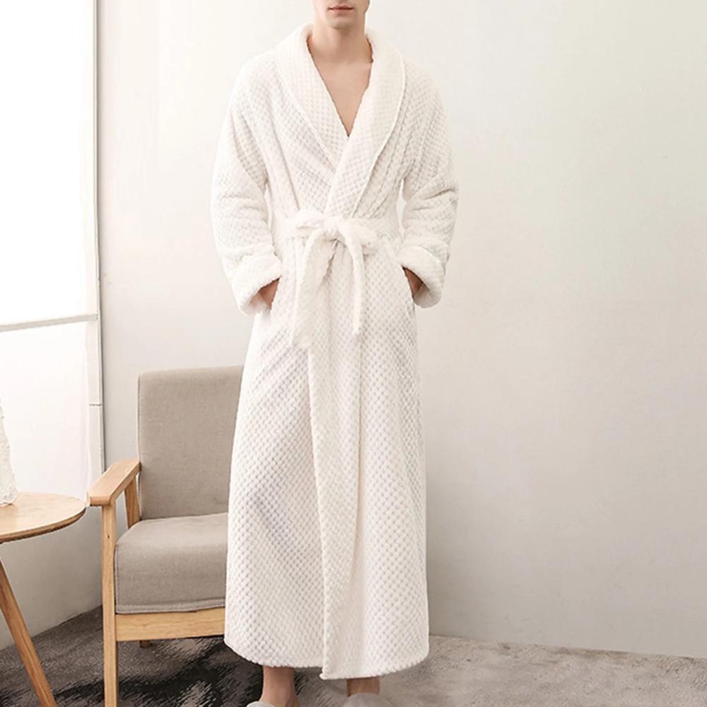 Bathrobe All-Season Soft Breathable Fleece Pockets & Belt - Image 11