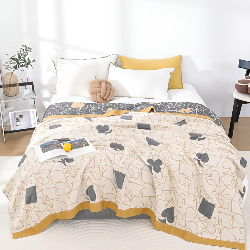 Blanket 100% Cotton Poker Pattern 4-Layer Machine Washable - Image 4