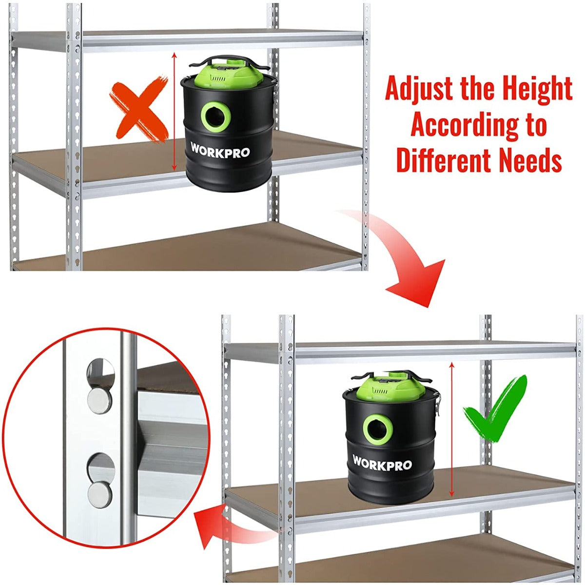 WORKPRO 5-Tier Storage Shelving Unit, 48"W x 24"D x 72"H, Adjustable Storage Rack Heavy Duty Aluminum Alloy Shelf - Image 6