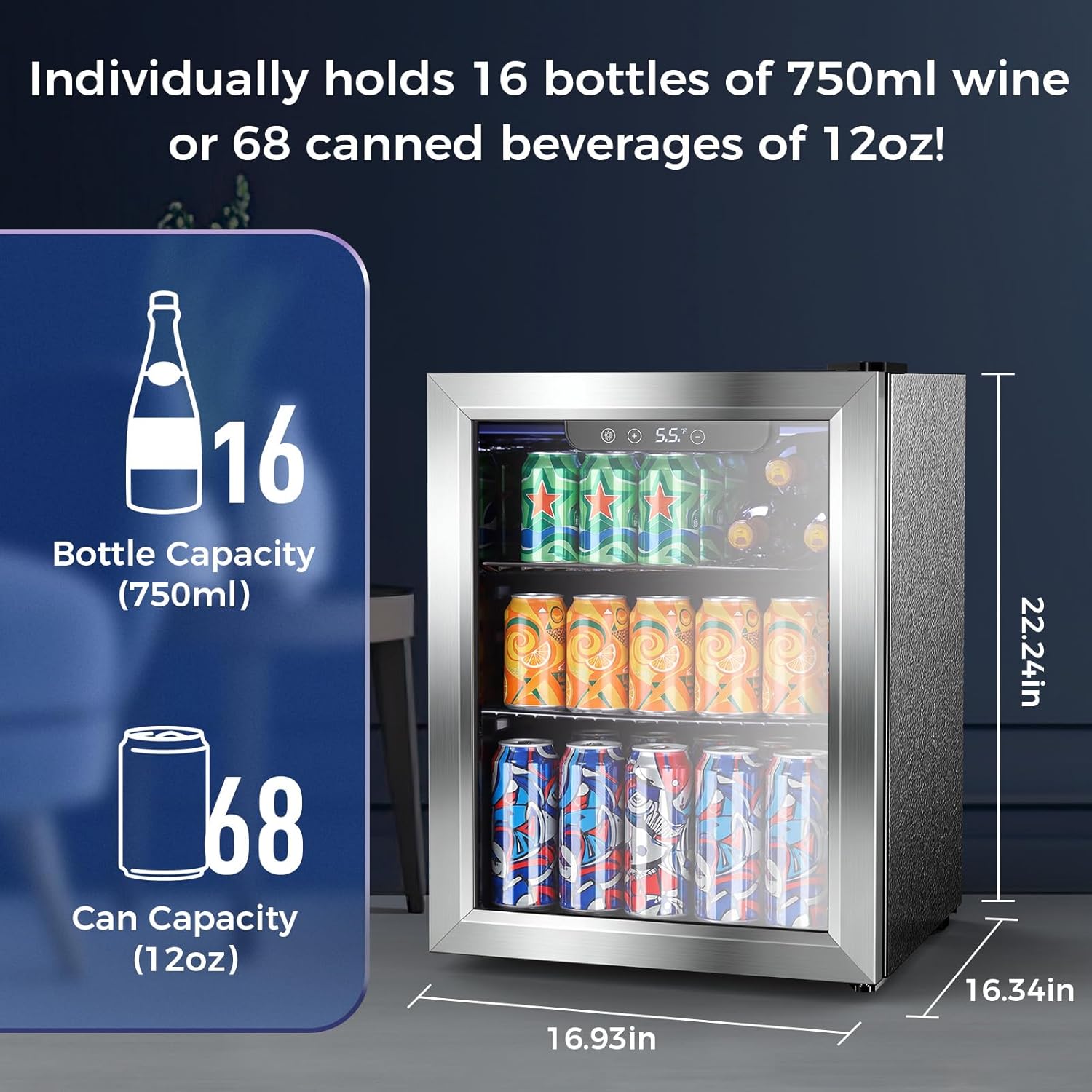 1.7 Cu Ft Beverage Refrigerator and Mini Fridge Cooler - 68 Can Capacity 58048RWC0 - Image 2