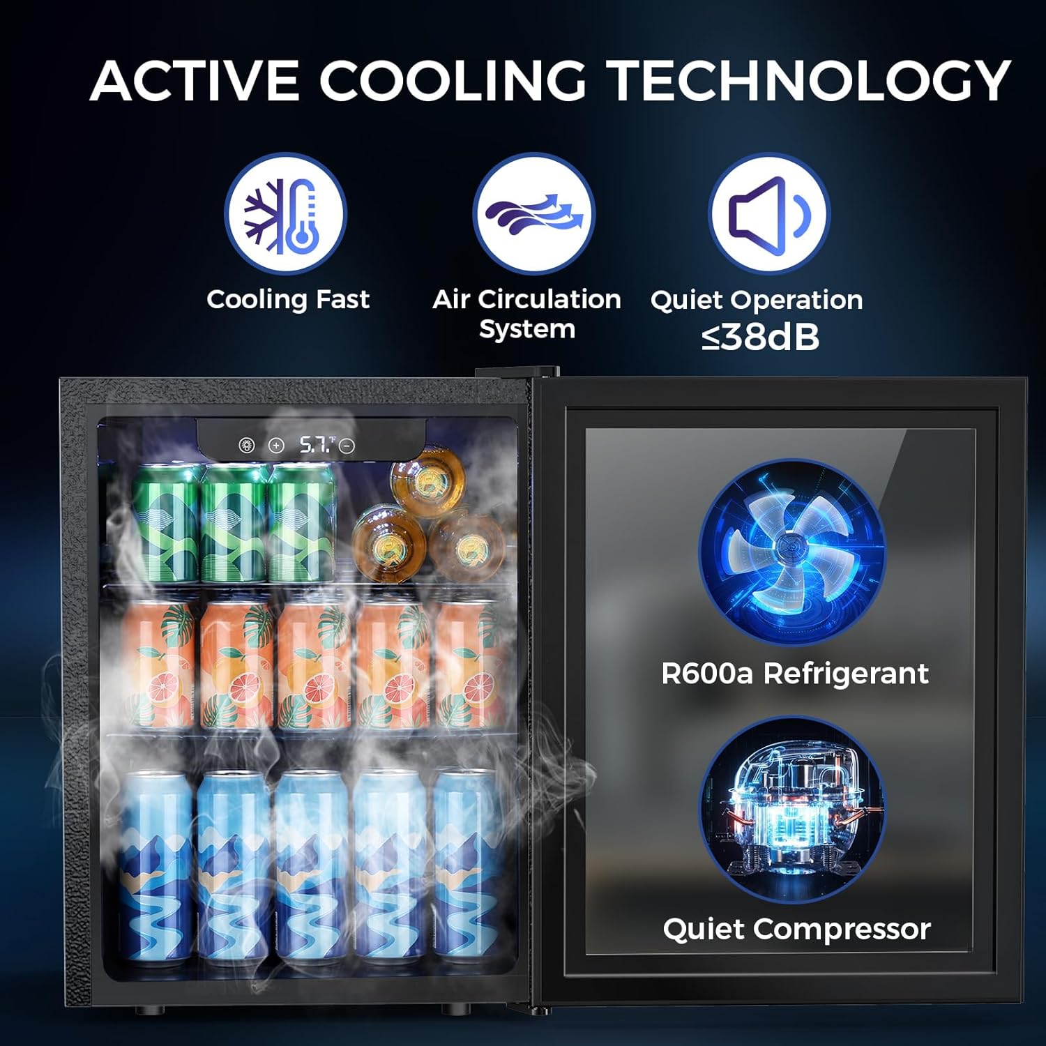 1.7 Cu Ft Beverage Refrigerator and Mini Fridge Cooler - 68 Can Capacity 58048RWC0 - Image 3