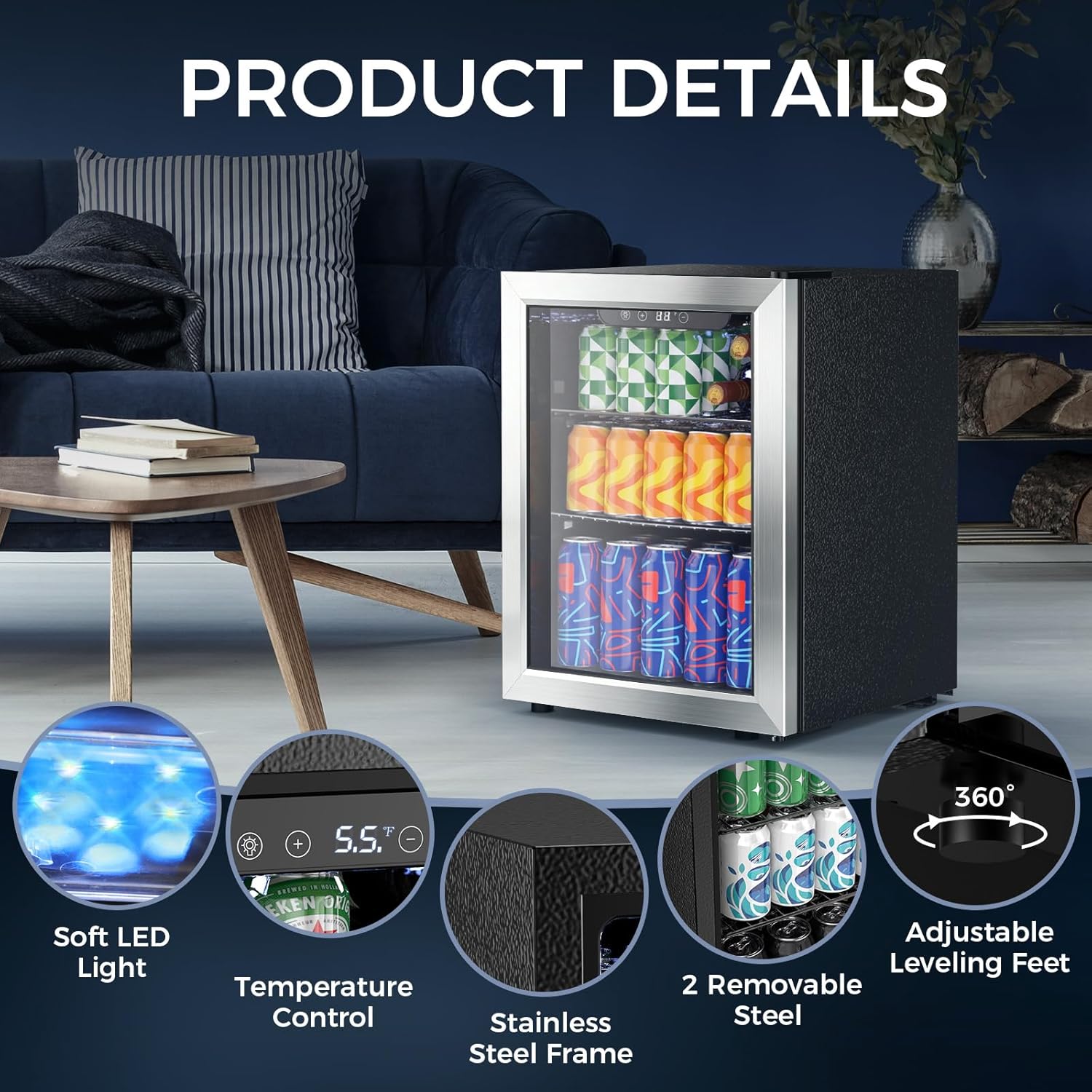 1.7 Cu Ft Beverage Refrigerator and Mini Fridge Cooler - 68 Can Capacity 58048RWC0 - Image 5
