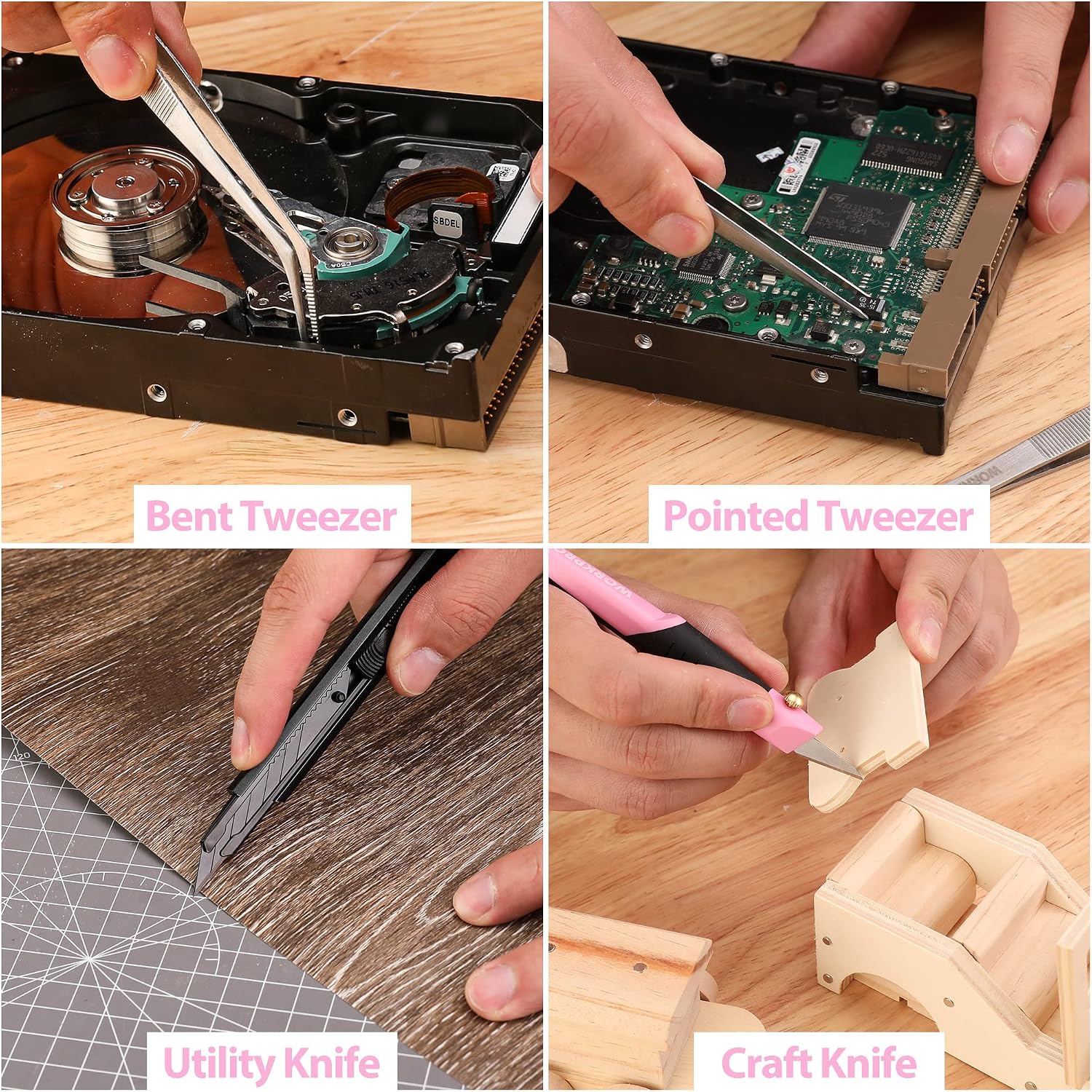 WORKPRO 33 Pcs Precision Repair Tool Set Includes Pliers Set - Pink Ribbon - Image 9