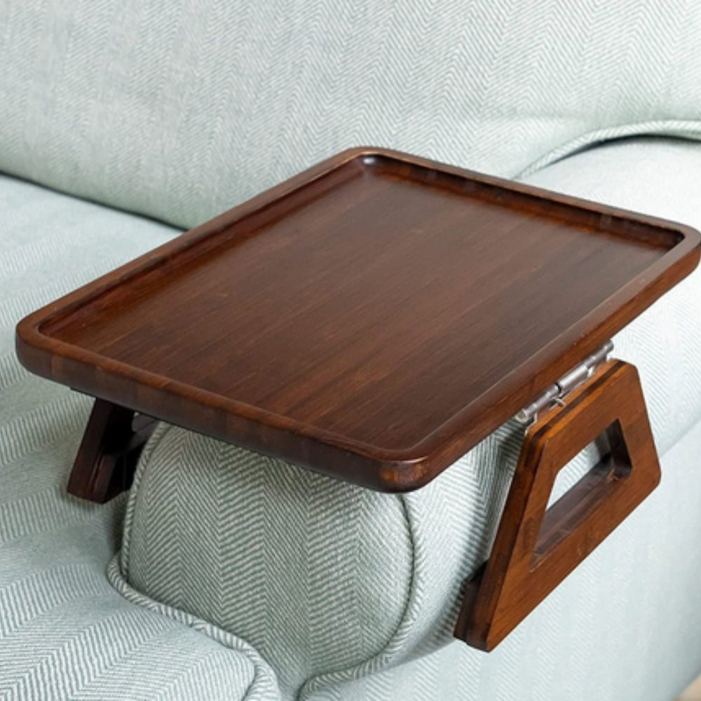 Clip-On Armrest Tray Bamboo Rubber-Grip Clamp - Image 5