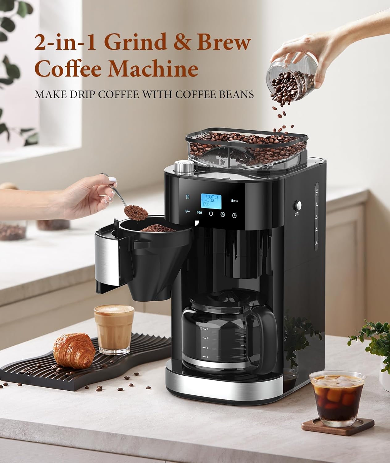 10-Cup Drip Coffee Maker with Built-In Grinder CM8025 - Image 2