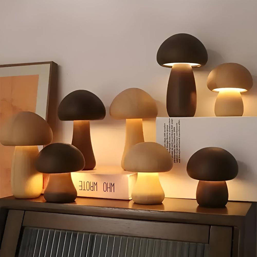 Mushroom Lamp Wood Grain USB-C Rechargeable - Image 7