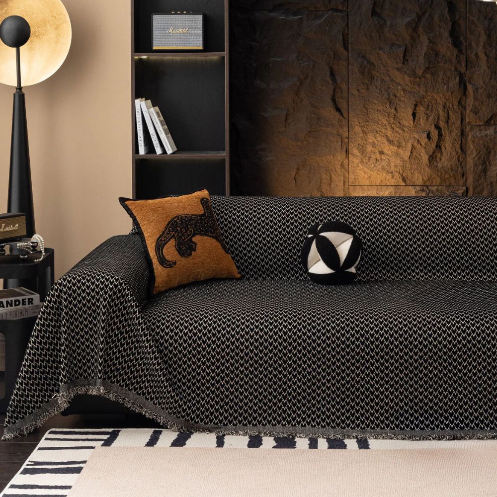 Sofa & Armchair Cover Zigzag Chenille Tassel Fringe - Image 4