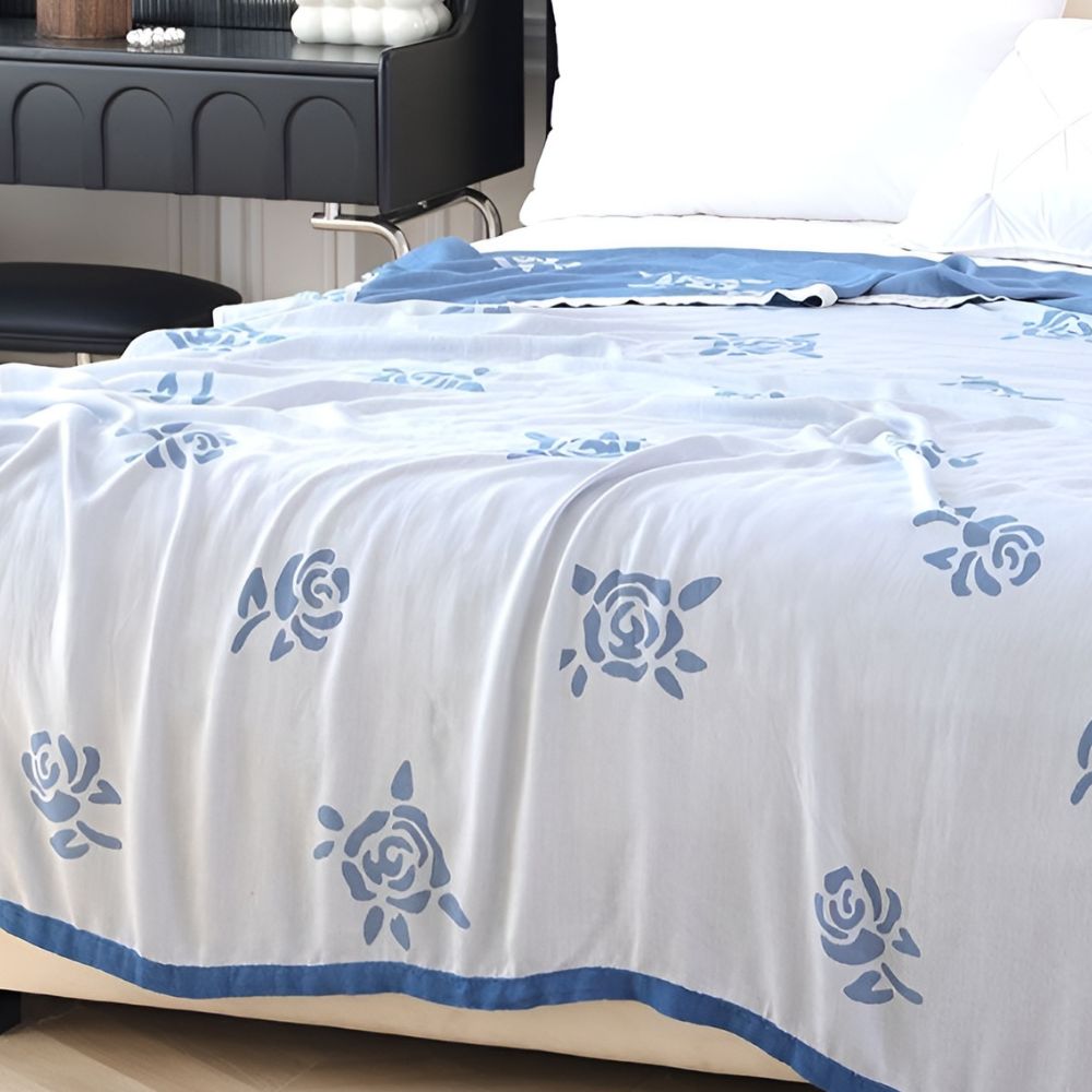 Blanket Bamboo Cooling Rose Print 59x79 - Image 5