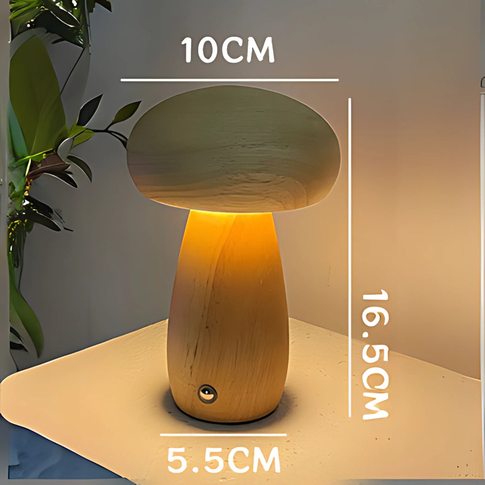 Mushroom Lamp Wood Grain USB-C Rechargeable - Image 10