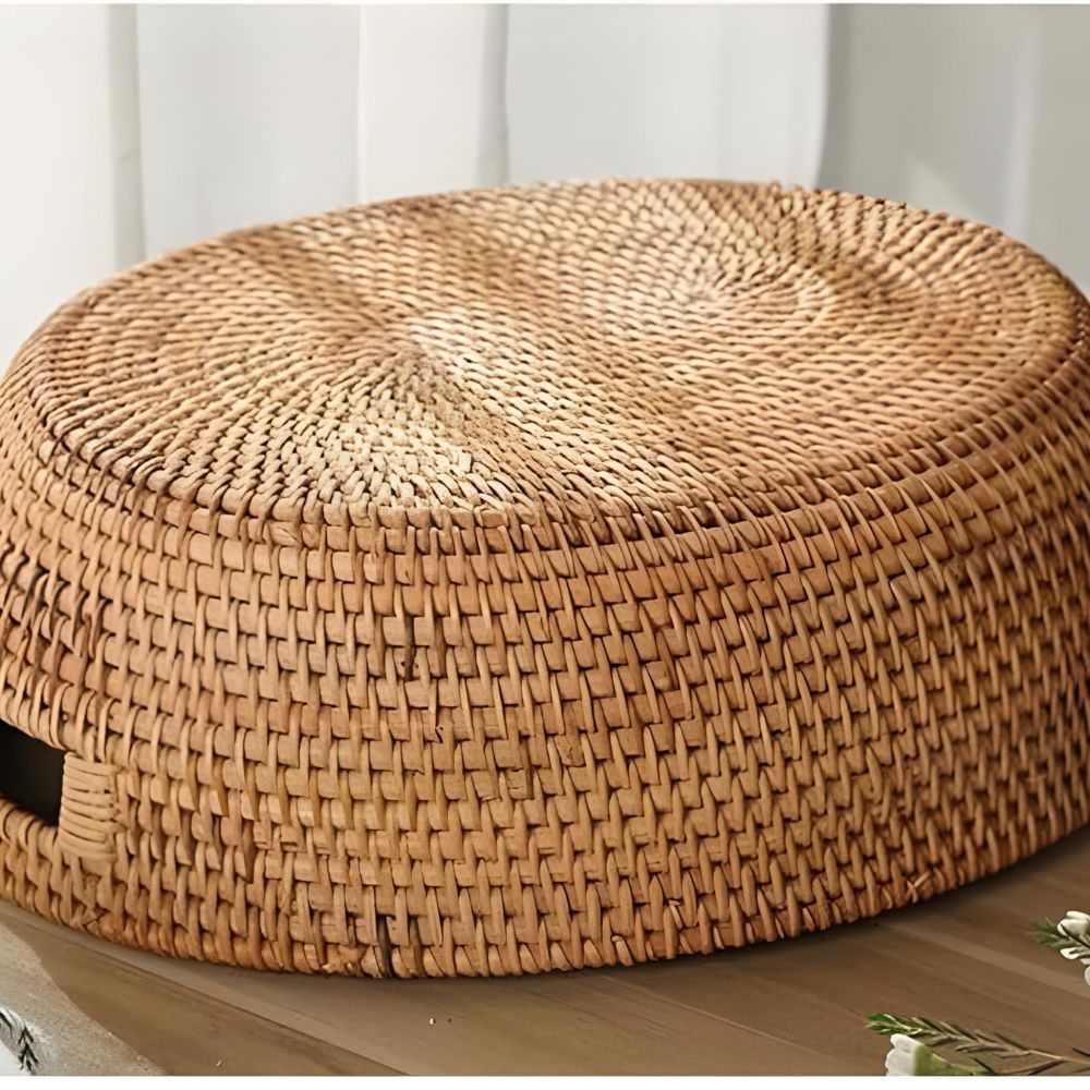Oval Serving Tray Handwoven Rattan Built-In Handles - Image 7