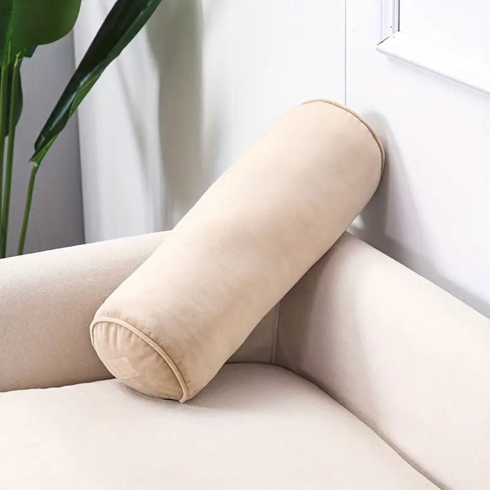 Bolster Cushion Plush Velvet Neck & Lumbar Support - Image 4