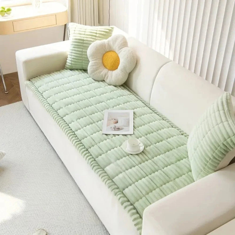Sofa Cover Plush Flannel Anti-Slip Backing Machine Washable - Image 7
