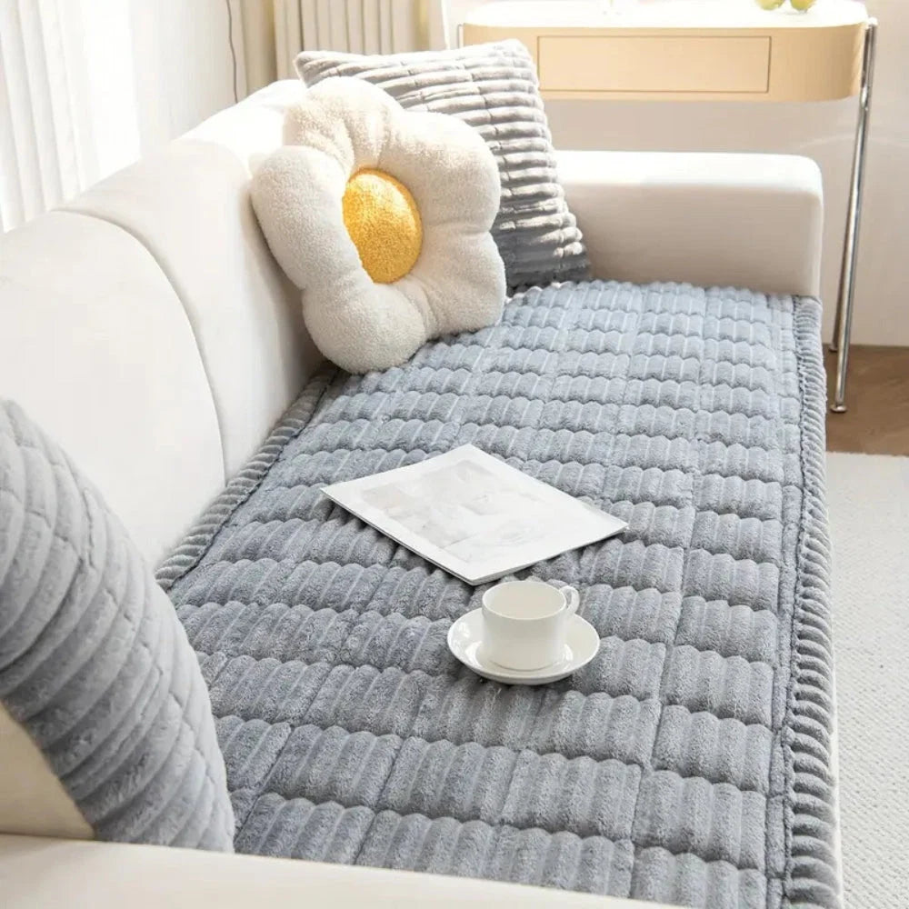 Sofa Cover Plush Flannel Anti-Slip Backing Machine Washable - Image 6