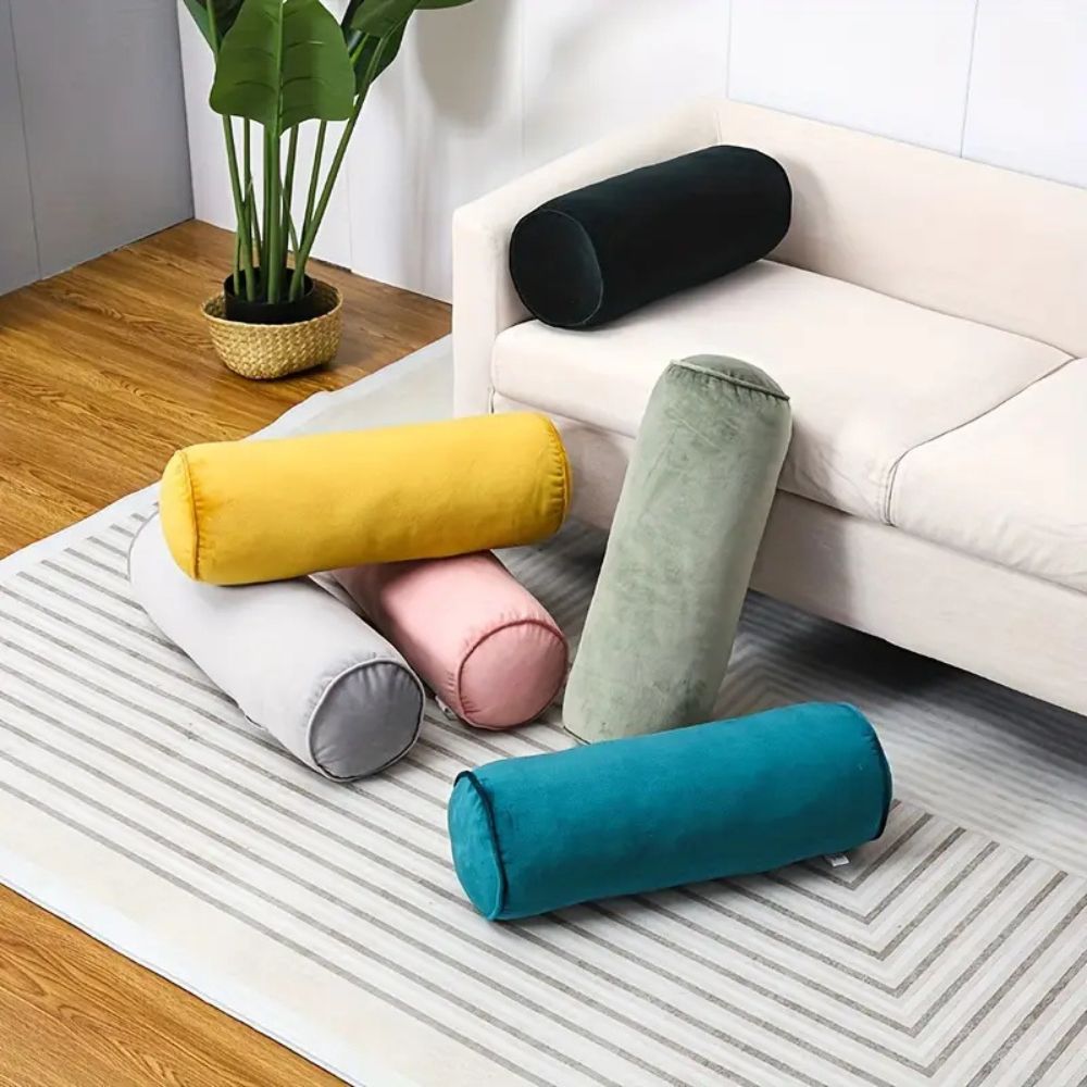 Bolster Cushion Plush Velvet Neck & Lumbar Support - Image 9