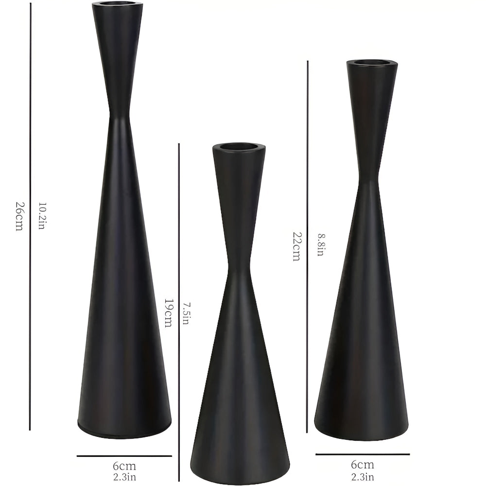 Candlesticks Nordic Waist Lacquered Iron Set of 3 - Image 3