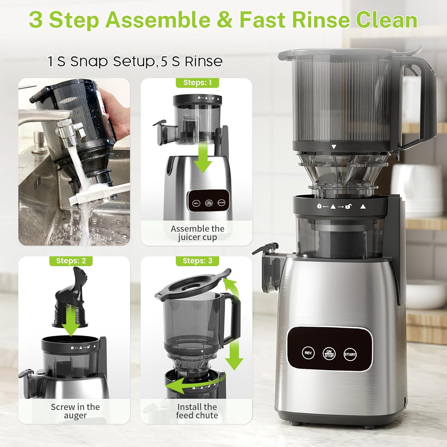 Kismile Juicer Machines with 5.4" Large Feed Chute 27120KJU0 - Image 7