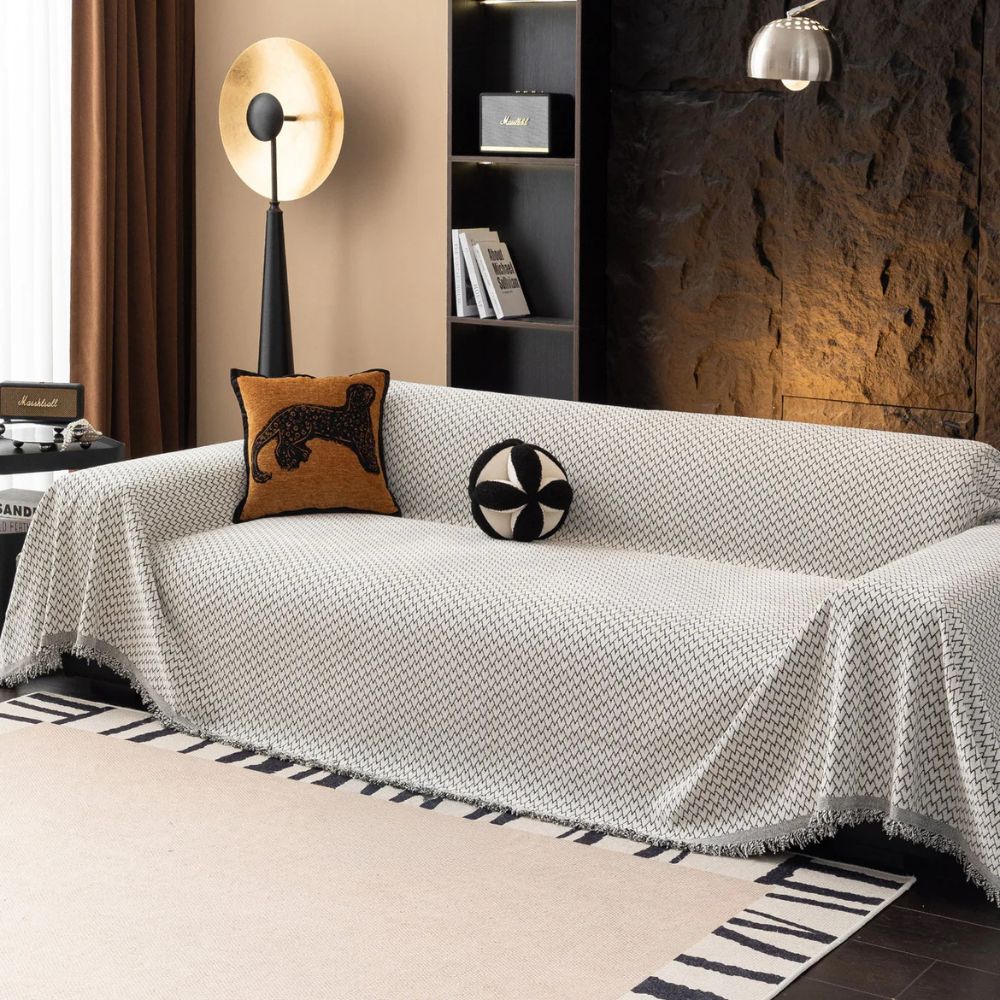 Sofa & Armchair Cover Zigzag Chenille Tassel Fringe - Image 7
