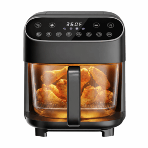 Kismile 5 Quart Glass Air Fryer, Non-Toxic PTFE-Free with 360&deg; Visible Bowl, 8 Presets 12420KAF0
