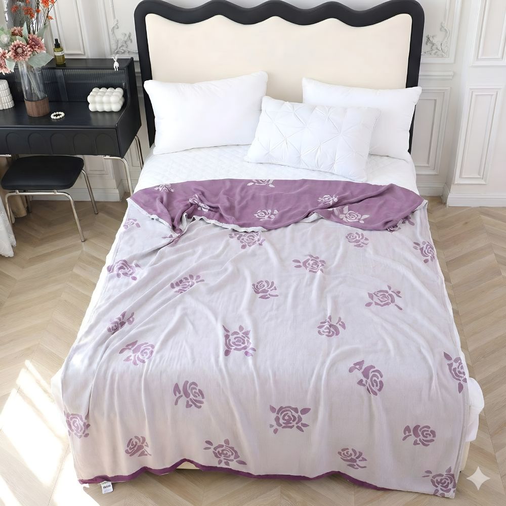 Blanket Bamboo Cooling Rose Print 59x79 - Image 3