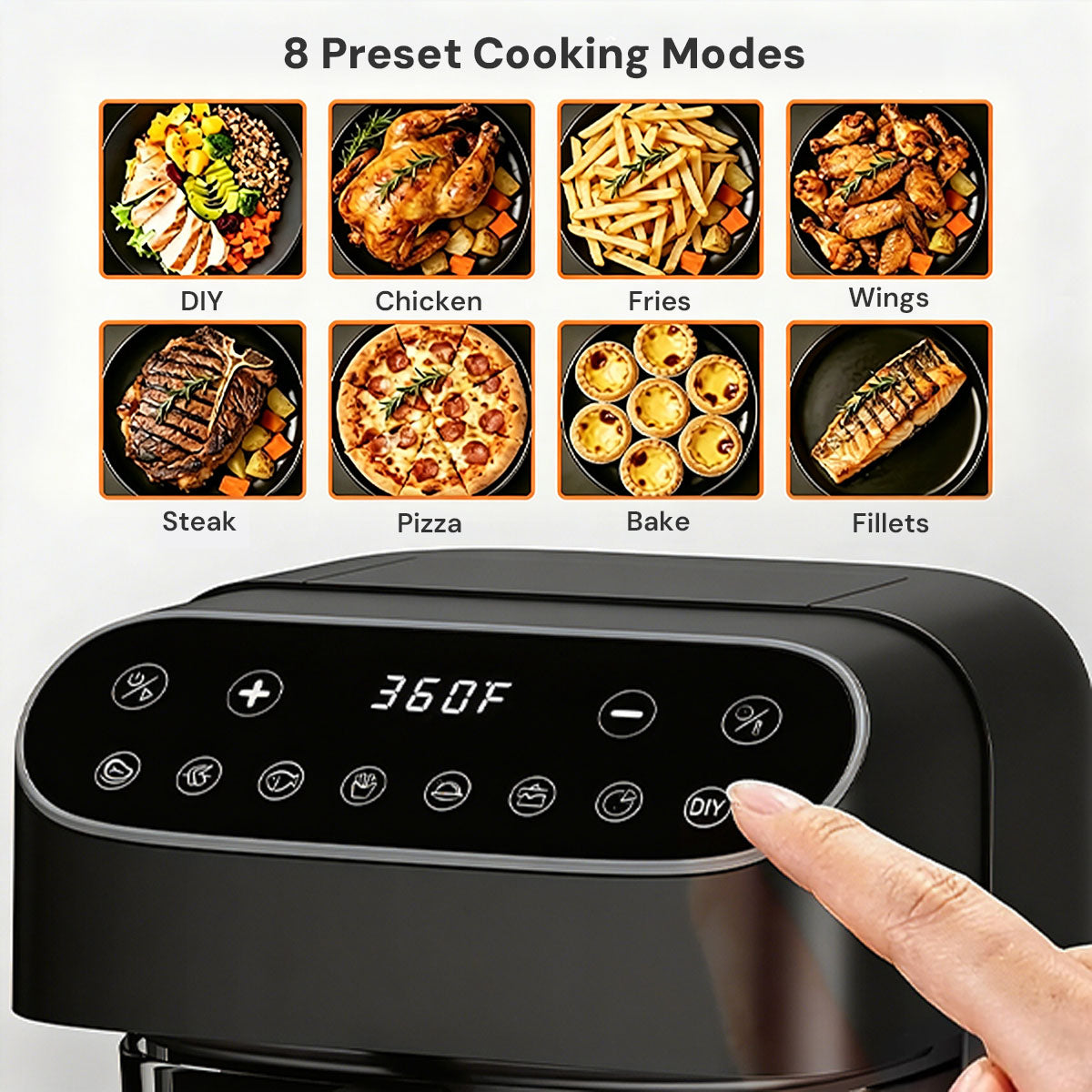 Kismile 5 Quart Glass Air Fryer, Non-Toxic PTFE-Free with 360° Visible Bowl, 8 Presets 12420KAF0 - Image 9