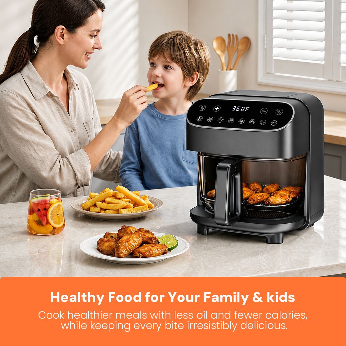 Kismile 5 Quart Glass Air Fryer, Non-Toxic PTFE-Free with 360° Visible Bowl, 8 Presets 12420KAF0 - Image 11
