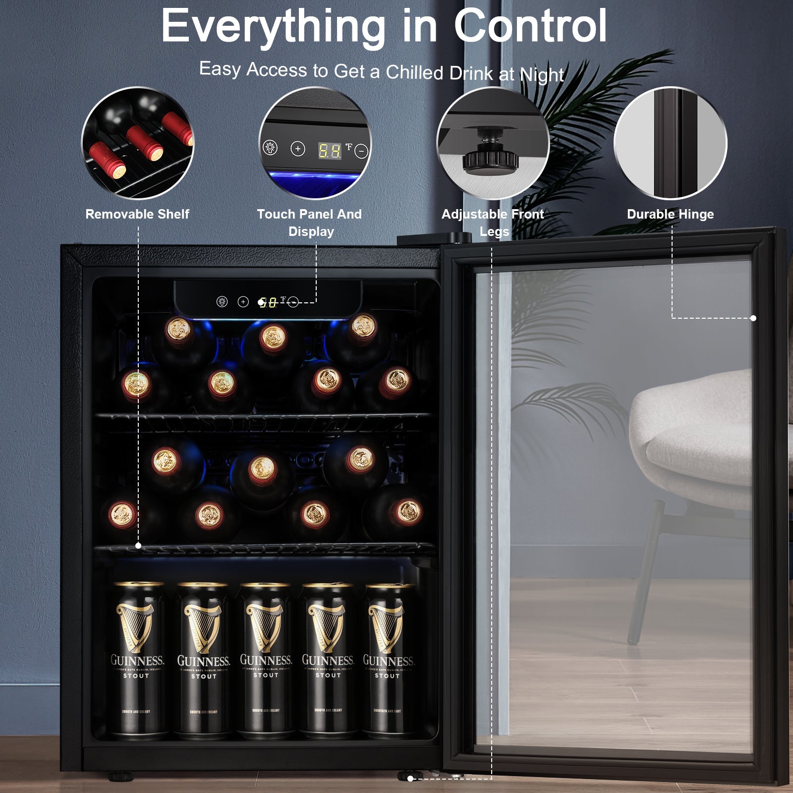 Kismile 1.7 Cu.ft Beverage Refrigerator and Cooler W5848H - Image 4