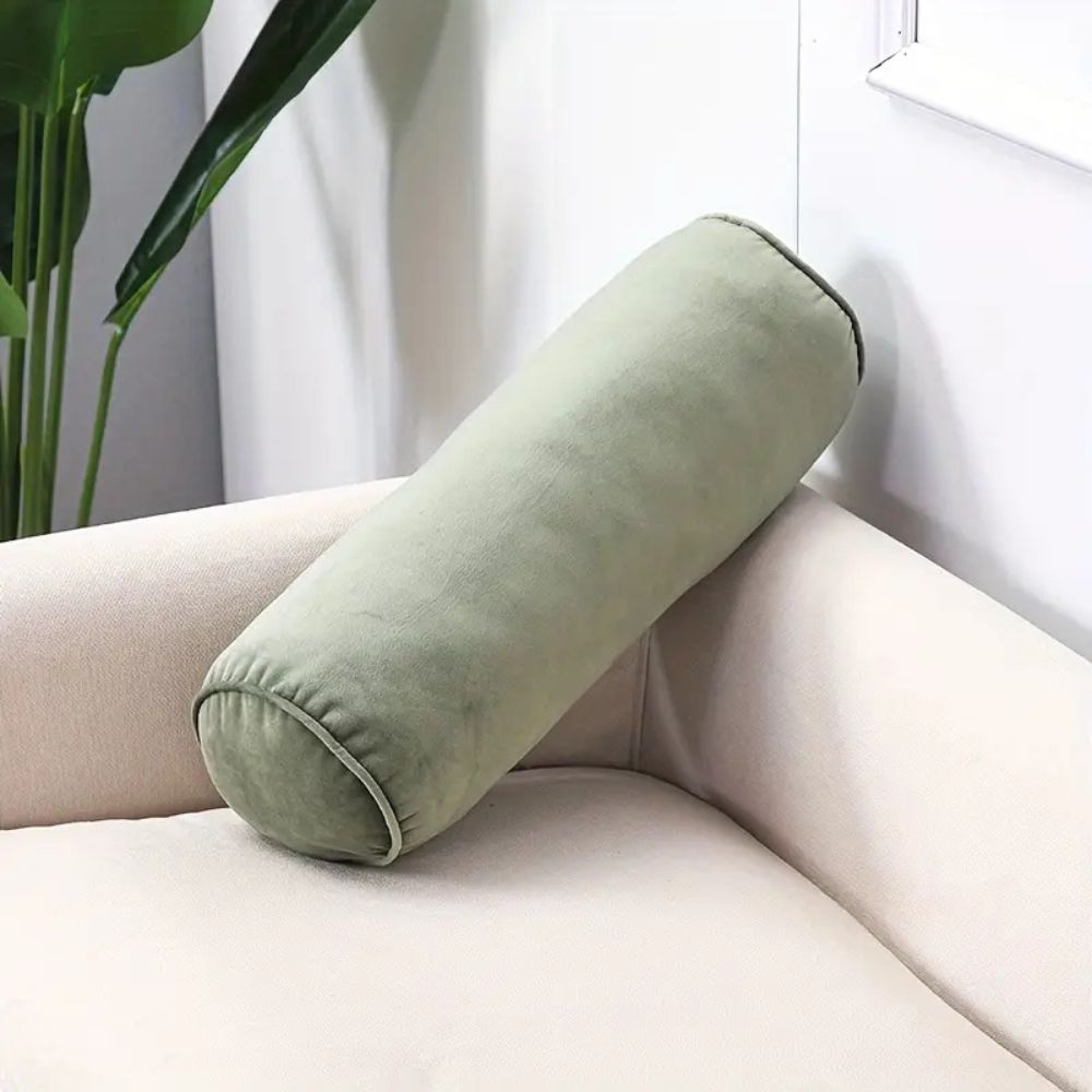 Bolster Cushion Plush Velvet Neck & Lumbar Support - Image 8
