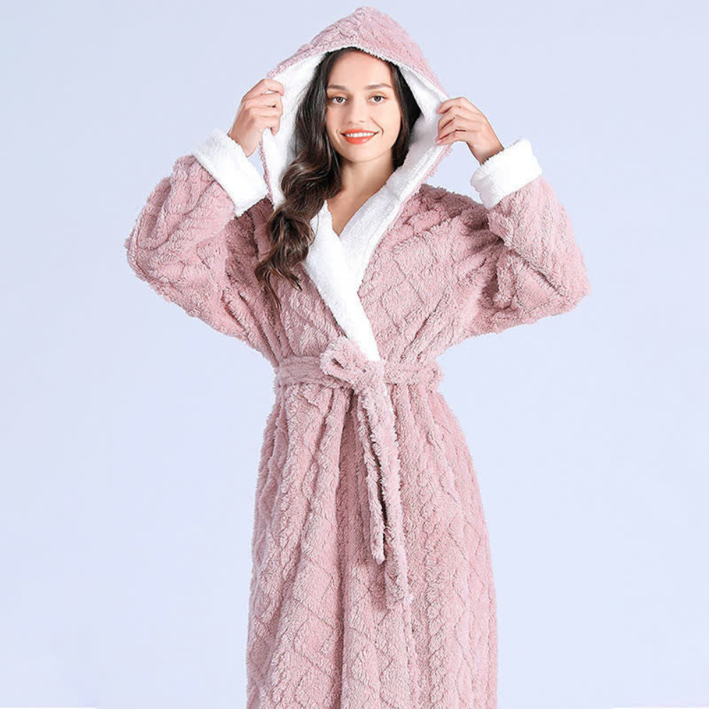 Hooded Bathrobe Plush Super Absorbent Windproof - Image 6