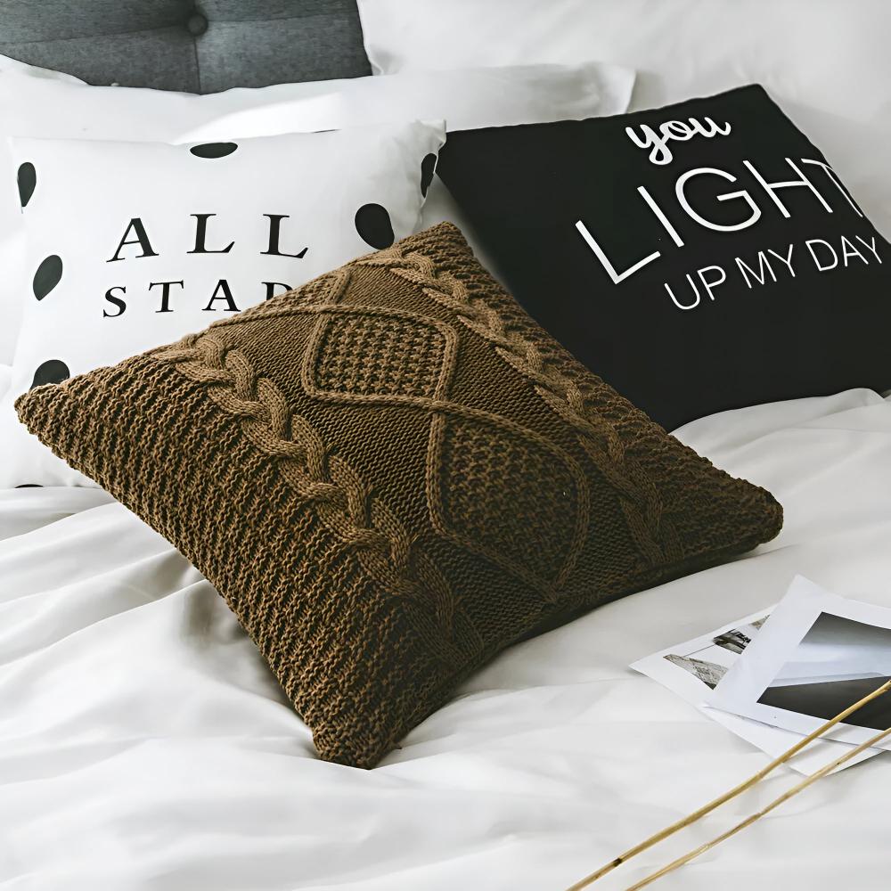 Cushion Cover Braided Knit Acrylic Cotton Metal Zipper - Image 4