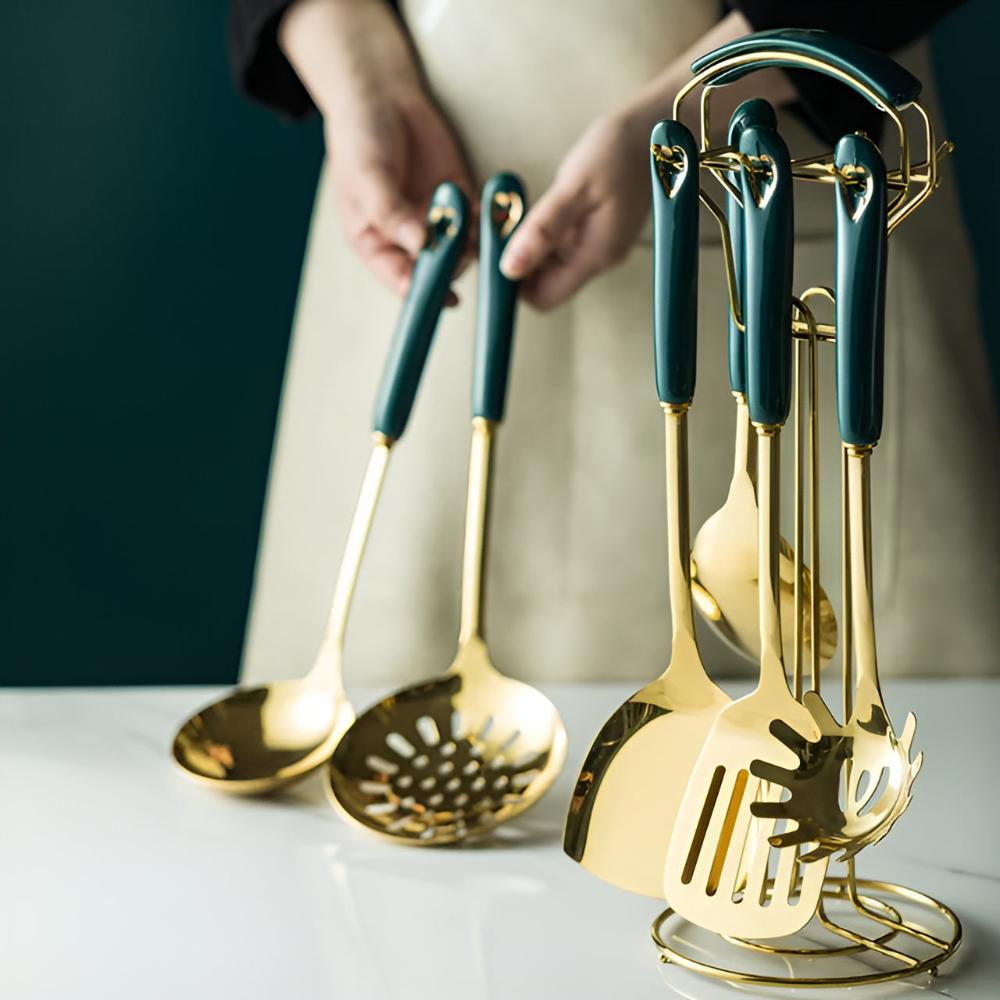 Utensil Set Stainless Steel Dishwasher Safe With Rack - Image 8