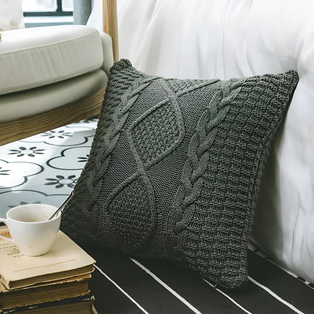 Cushion Cover Braided Knit Acrylic Cotton Metal Zipper - Image 8