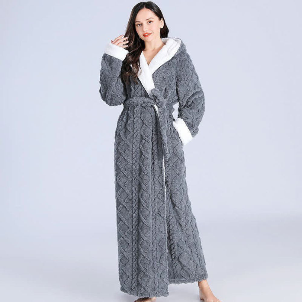 Hooded Bathrobe Plush Super Absorbent Windproof - Image 7