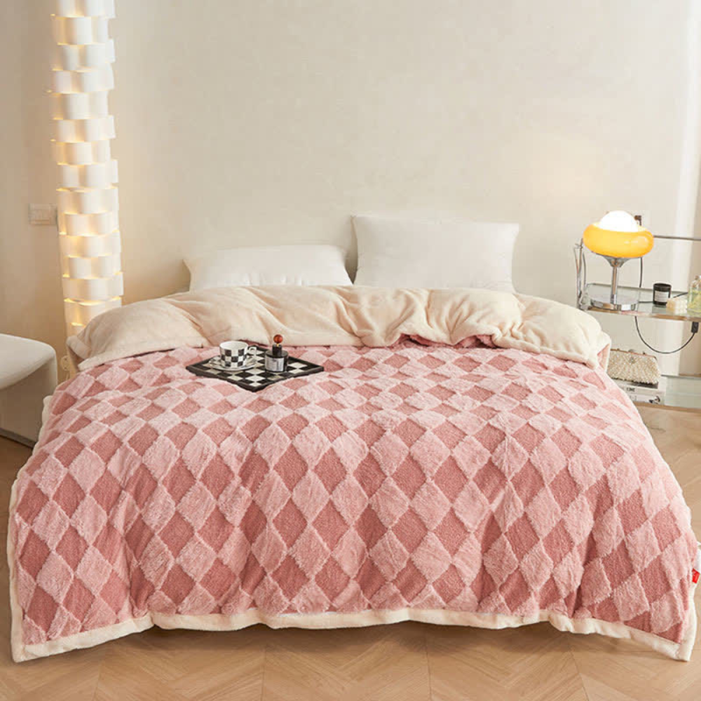 Plush Blanket Soft Microfiber Raised Diamond Pattern - Image 2