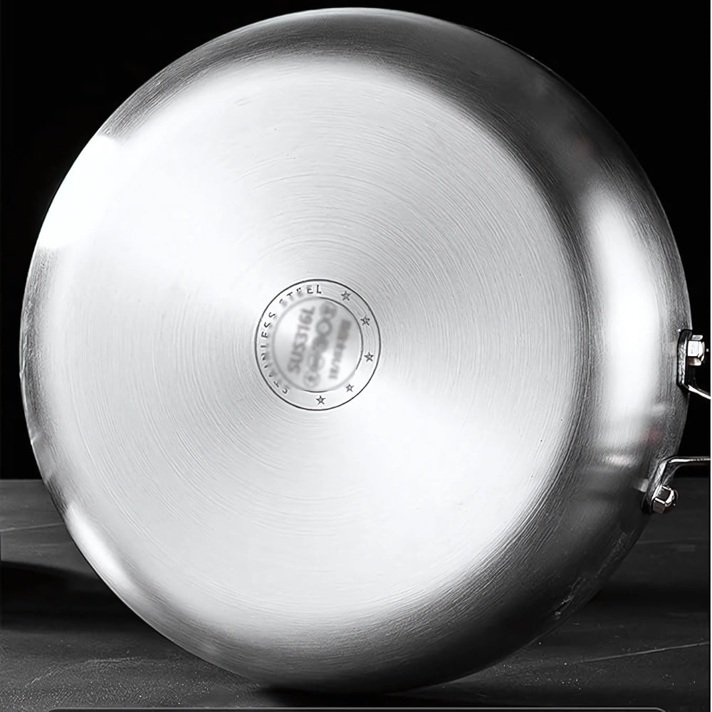 Frying Pan Three-Layer Stainless Steel Induction Compatible Cool-Touch Handle - Image 4