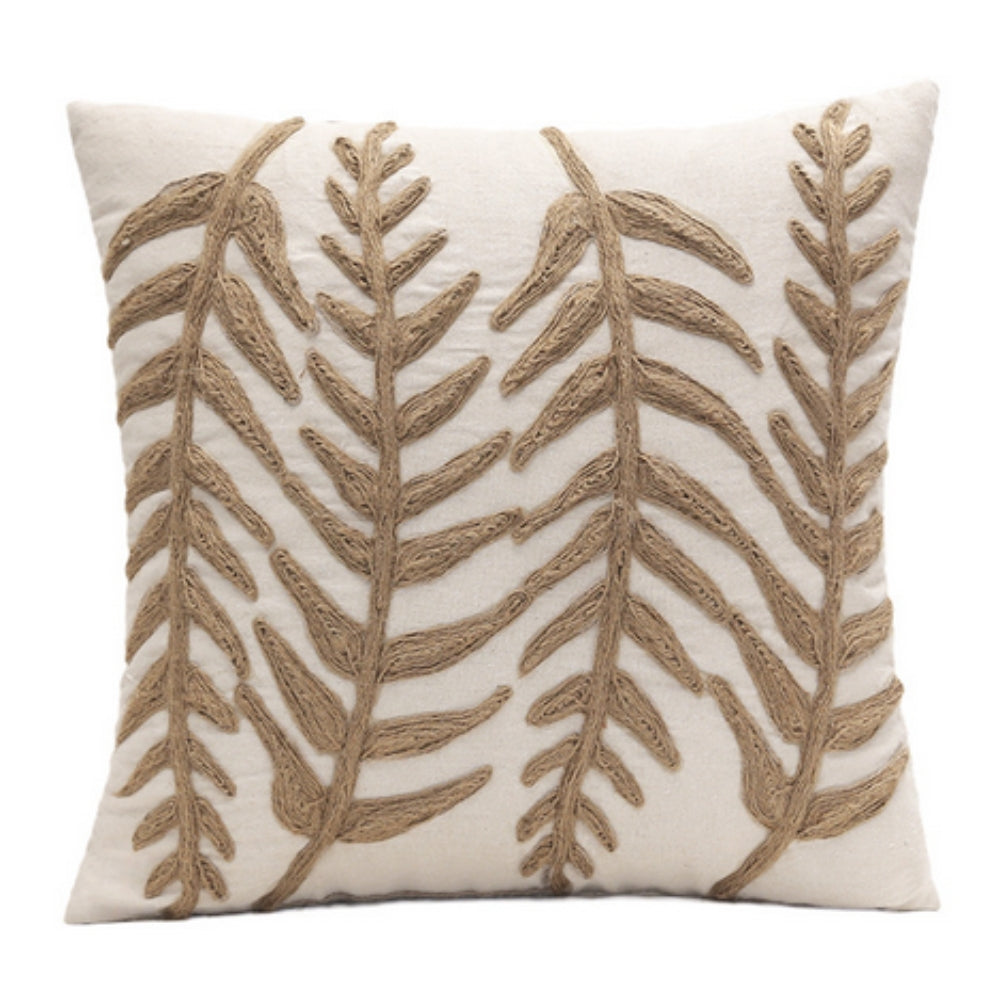 Cushion Cover 12 x 20 Leaf Embroidered Invisible Zipper - Image 2
