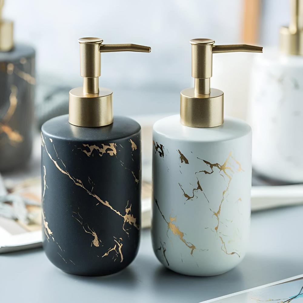 Soap Dispenser Ceramic Marble Gold Veins 400 ml - Image 6