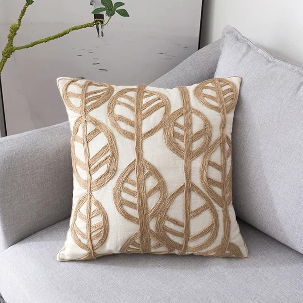 Cushion Cover 12 x 20 Leaf Embroidered Invisible Zipper - Image 3