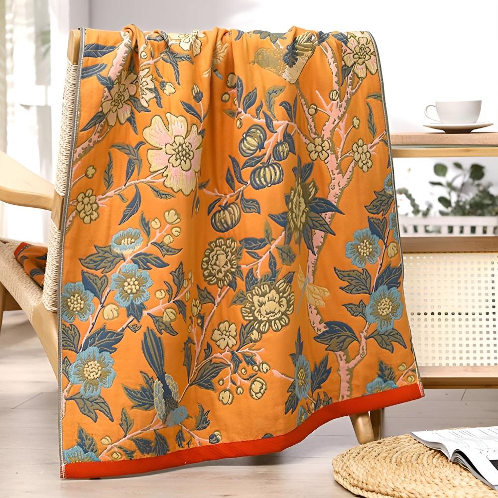 Bath Towel Reversible Hibiscus Print Natural Cotton Quick-Drying - Image 7