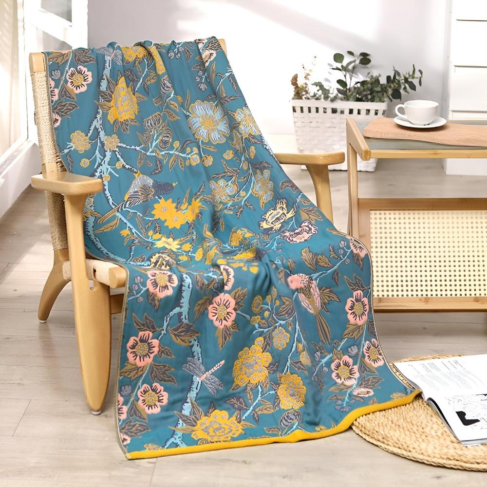 Bath Towel Reversible Hibiscus Print Natural Cotton Quick-Drying - Image 2