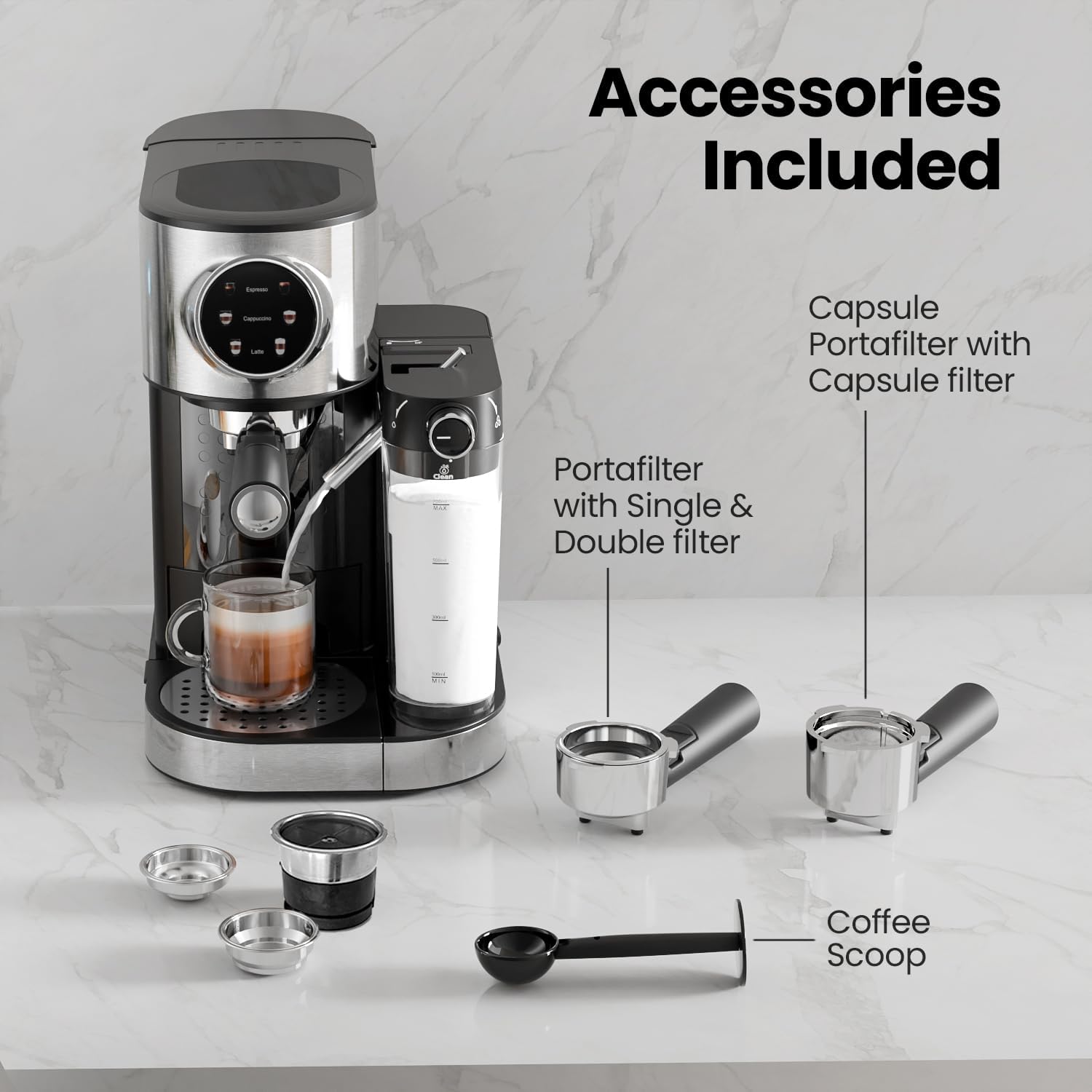 3 in 1 Professional Espresso Maker with Dual Heating System & Capsule Compatible CM8008 - Image 6