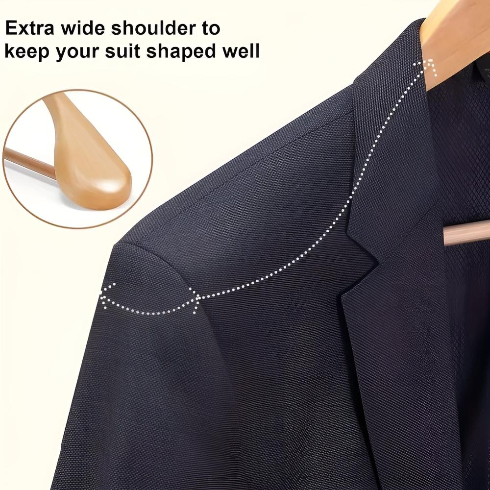 Suit Hanger Lotus Wood Curved Shoulders Non-Slip Pant Bar - Image 5