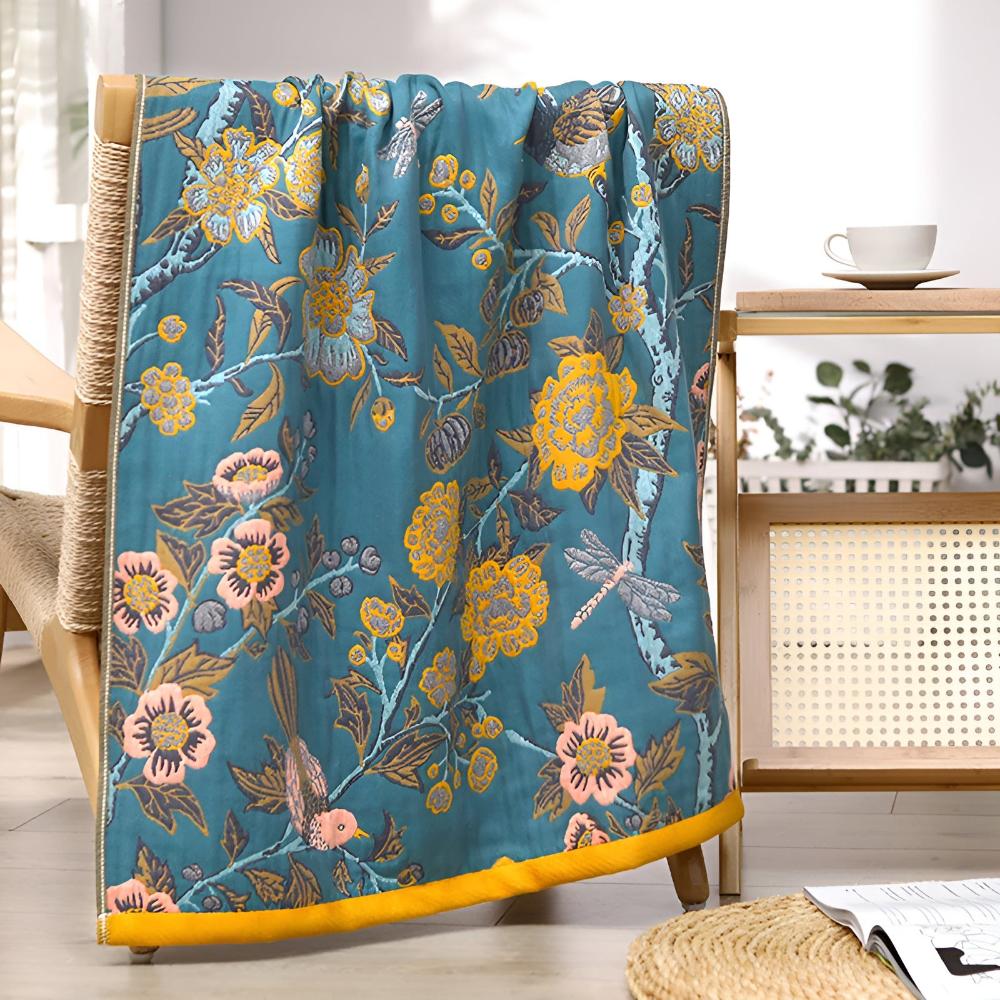 Bath Towel Reversible Hibiscus Print Natural Cotton Quick-Drying - Image 8