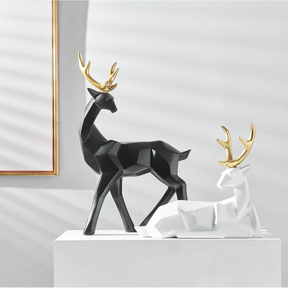Deer Figurine Geometric Resin Two Sizes - Image 2