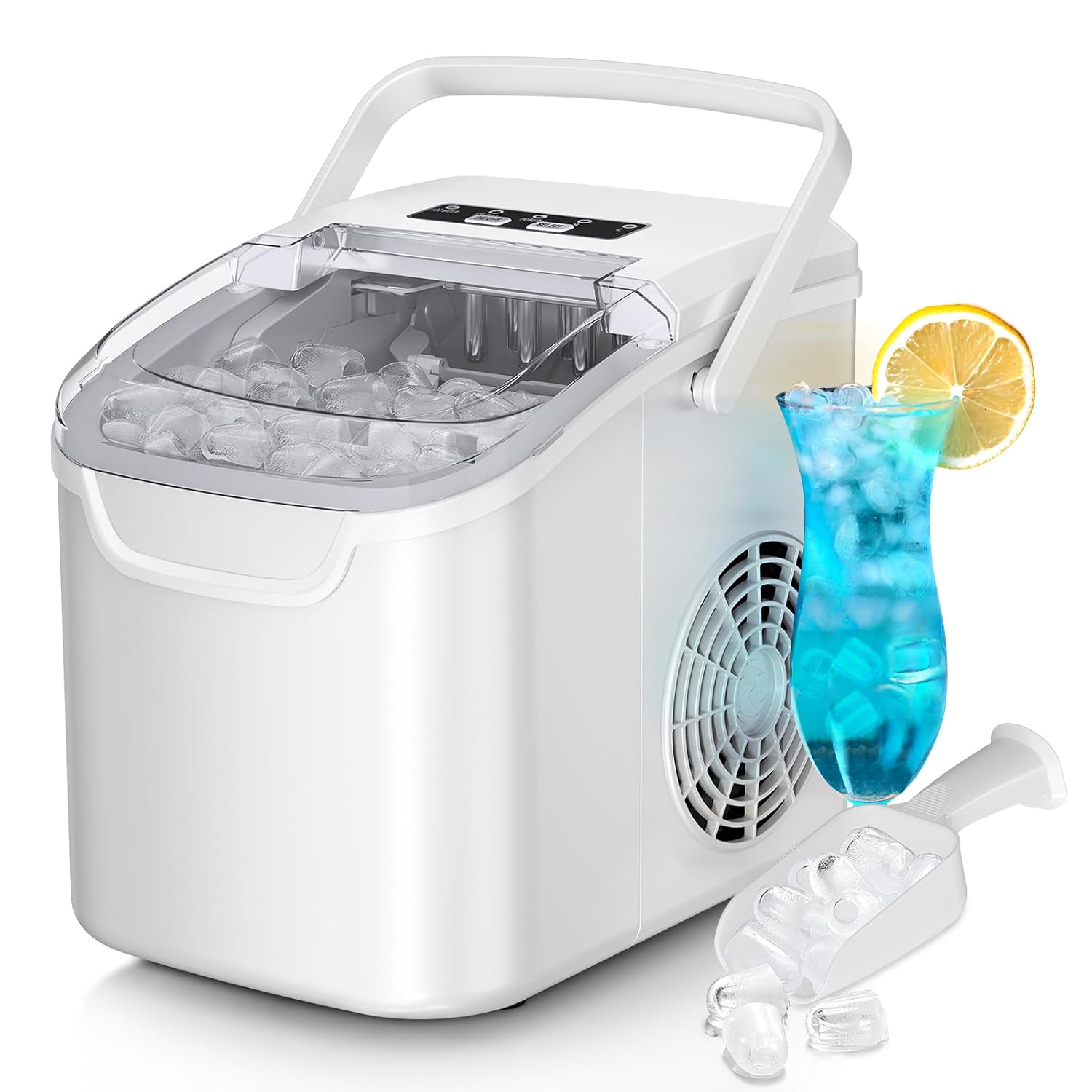 Kismile Ice Makers Countertop with Handle,26.5Lbs/24H,9 Cubes in 6 Mins,2 Sizes of Bullet Ice,Portable Machine with Self-Cleaning,Perfect for Home Kitchen(Black) - Image 9