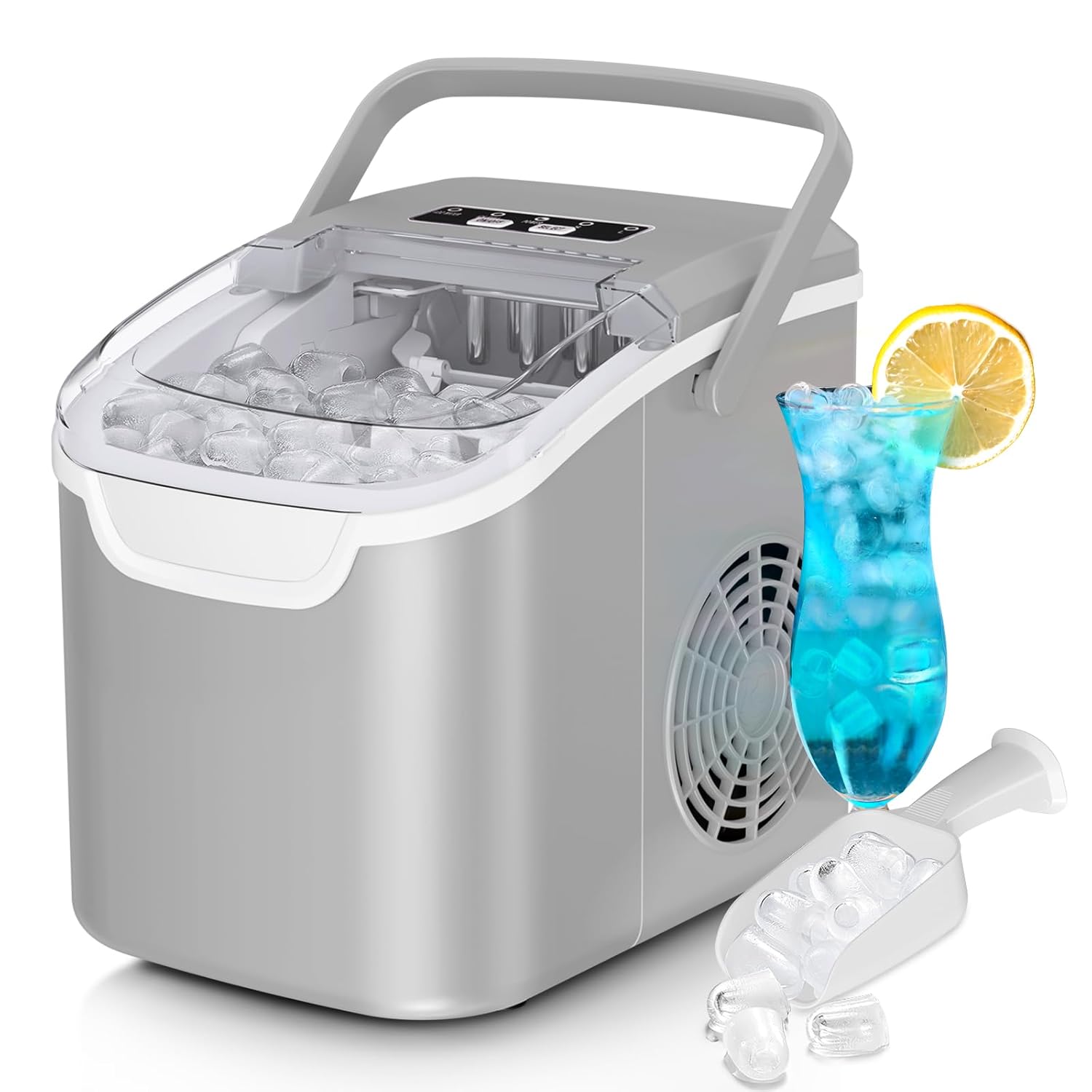 Kismile Ice Makers Countertop with Handle,26.5Lbs/24H,9 Cubes in 6 Mins,2 Sizes of Bullet Ice,Portable Machine with Self-Cleaning,Perfect for Home Kitchen(Black) - Image 17